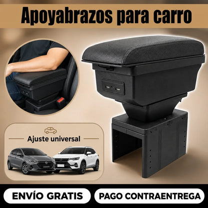 Cajonera apoyabrazos Universal 3 en 1 para Carro con Carga USB
