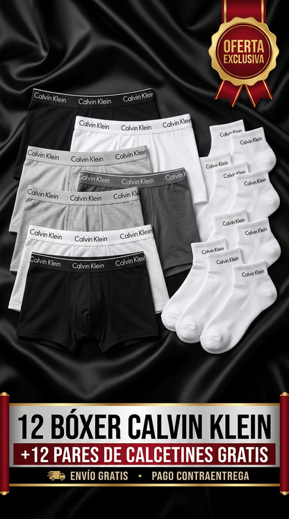🔥 PACK EXCLUSIVO CALVIN KLEIN X12 🔥 Compra 6 y recibe 12 Bóxer + 12 Calcetines GRATIS 🧦